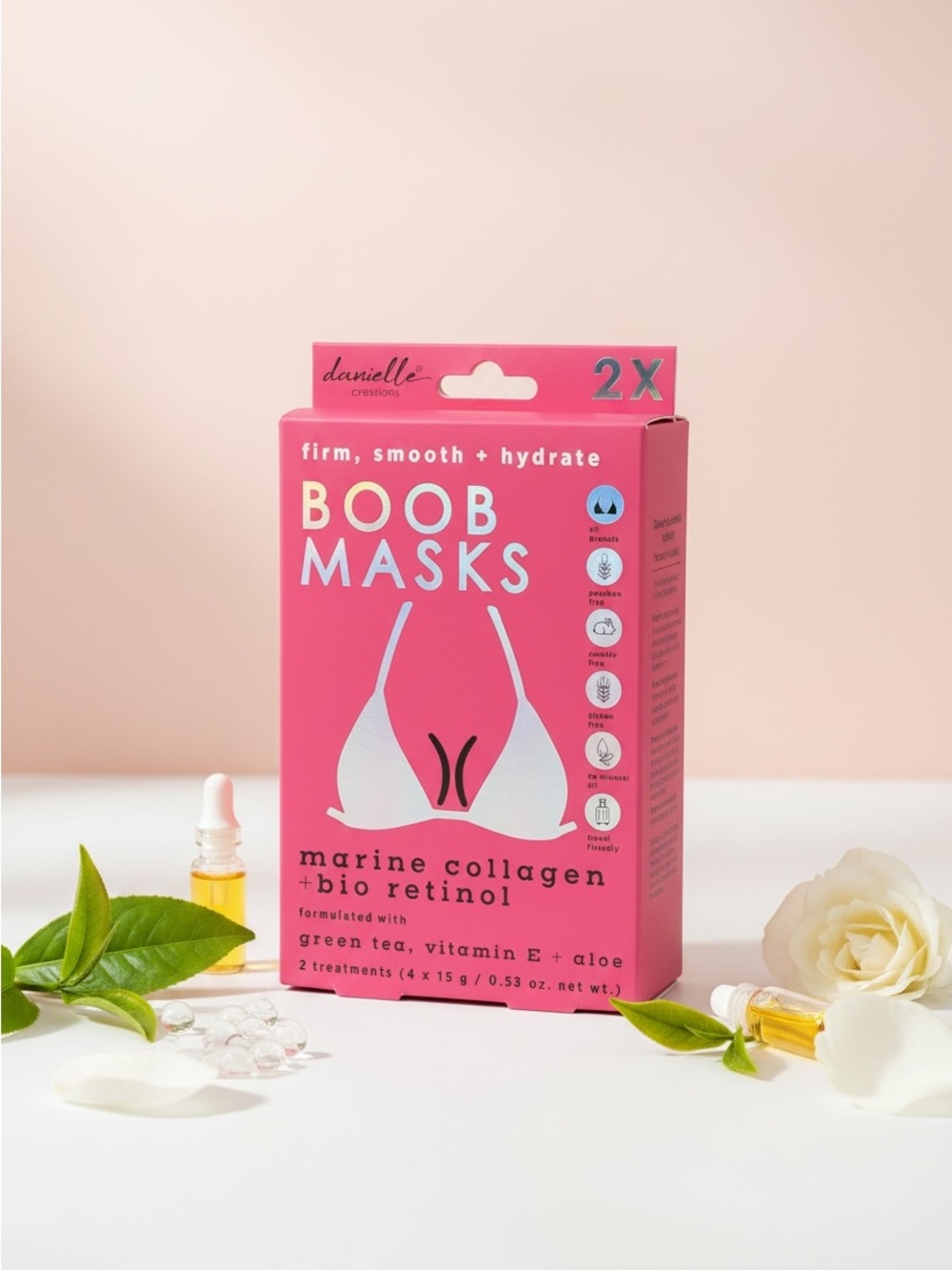 Danielle Creations Boob Masks Marine Collagen Bio Retinol 2 Pack Firm Hydrate